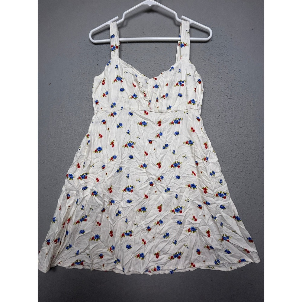 Old Navy Dress Rayon Floral White Medium Womens